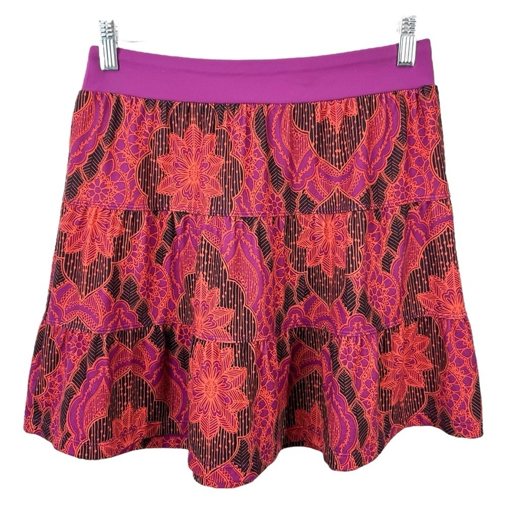 Prana kate skirt pull on A-Line circle skater flared Purple Orange Black Small